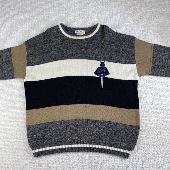 VTG Porto Bello Canada Made Knight Logo grandpa crewneck sweater gray Men Sz M - Picture 10 of 16